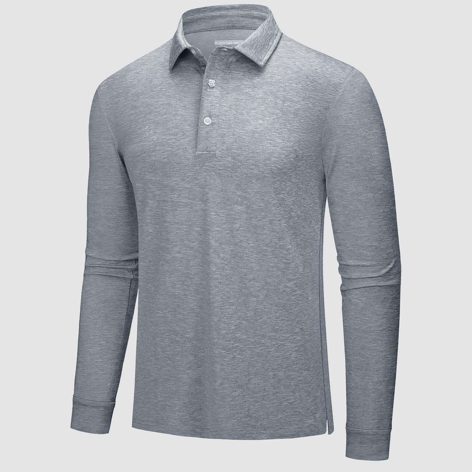 Men's Long Sleeve Polo Shirts 3 Buttons Collared Shirt Quick Dry Performance Golf Polo Tee Shirt