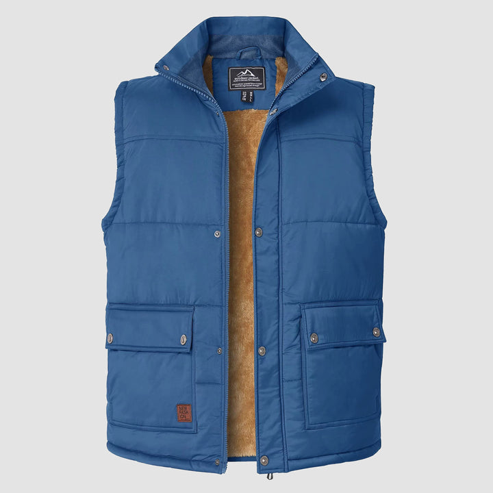 Men's Outerwear Vests Sleeveless Winter Stand Collar Padded Vest Warm Fleece Lined