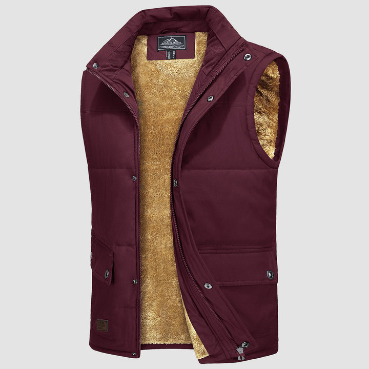 Men's Padded Vest Warm Fleece Lined Sleeveless Jacket - MAGCOMSEN