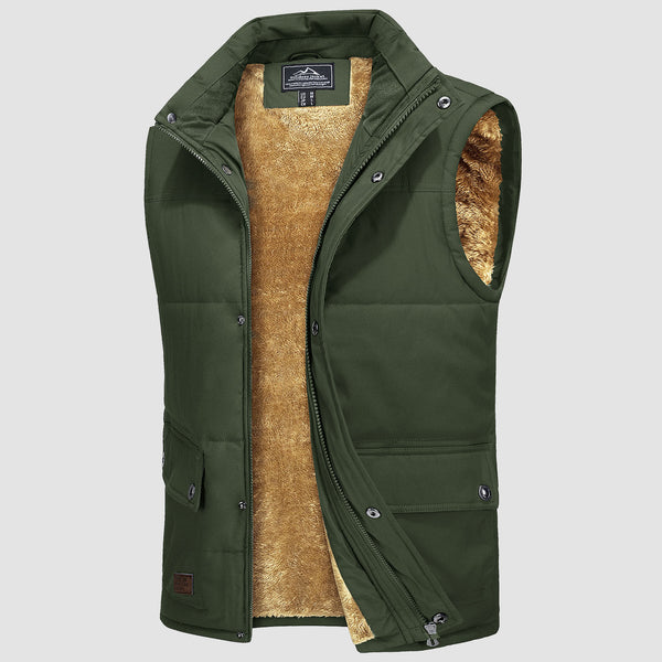 Men's Padded Vest Warm Fleece Lined Sleeveless Jacket