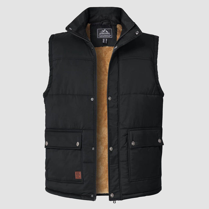 Men's Outerwear Vests Sleeveless Winter Stand Collar Padded Vest Warm Fleece Lined