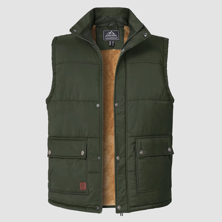 Men's Outerwear Vests Sleeveless Winter Stand Collar Padded Vest Warm Fleece Lined