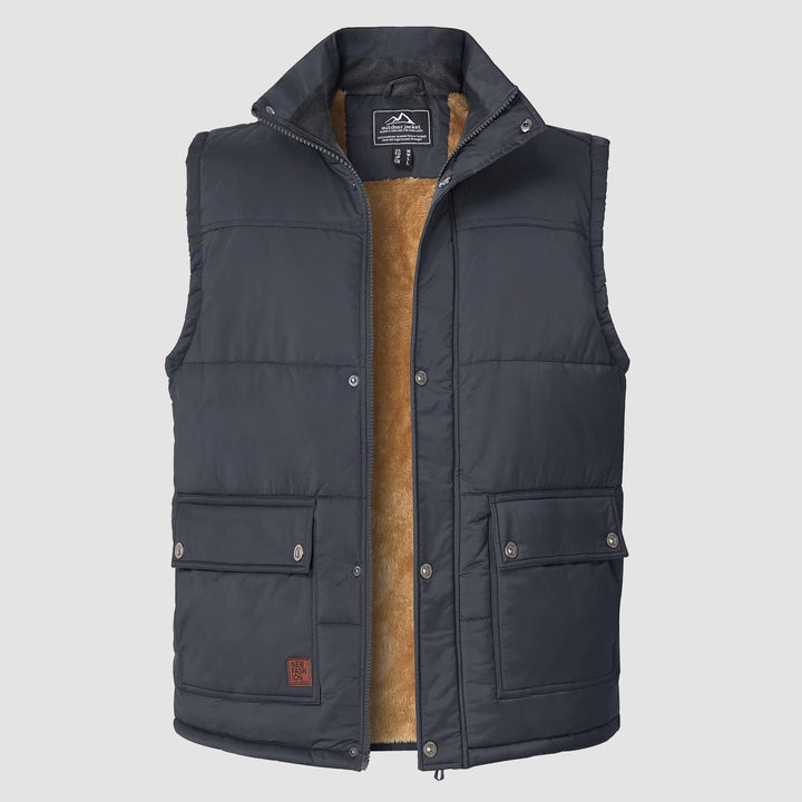 Men's Outerwear Vests Sleeveless Winter Stand Collar Padded Vest Warm Fleece Lined