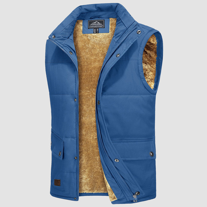 Men's Padded Vest Warm Fleece Lined Sleeveless Jacket - MAGCOMSEN