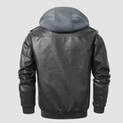 Men's PU Faux Leather Jacket Bomber Jacket with Removable Hood Motorcycle Jacket