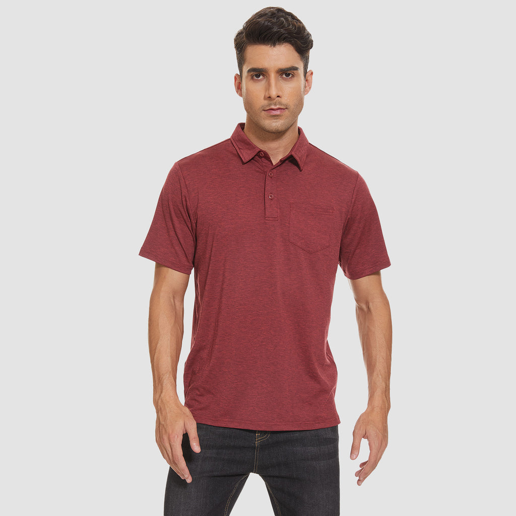 Men's Polo T-Shirts 3 Button Placket Quick Dry Performance Summer Shirts Pique Jersey Golf Polo Shirt