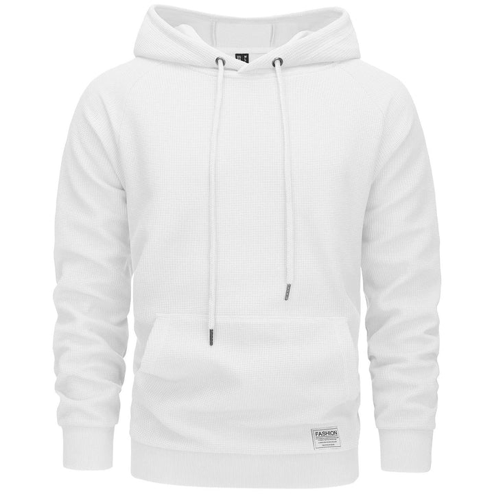 Men's Pullover Hoodies Waffle Knit Long Sleeve Drawstring Casual Active Hooded Sweatshirts with Kangaroo Pockets - MAGCOMSEN