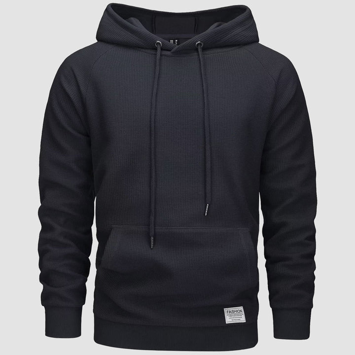 Men's Pullover Hoodies Waffle Knit Long Sleeve Drawstring Casual Active Hooded Sweatshirts with Kangaroo Pockets - MAGCOMSEN