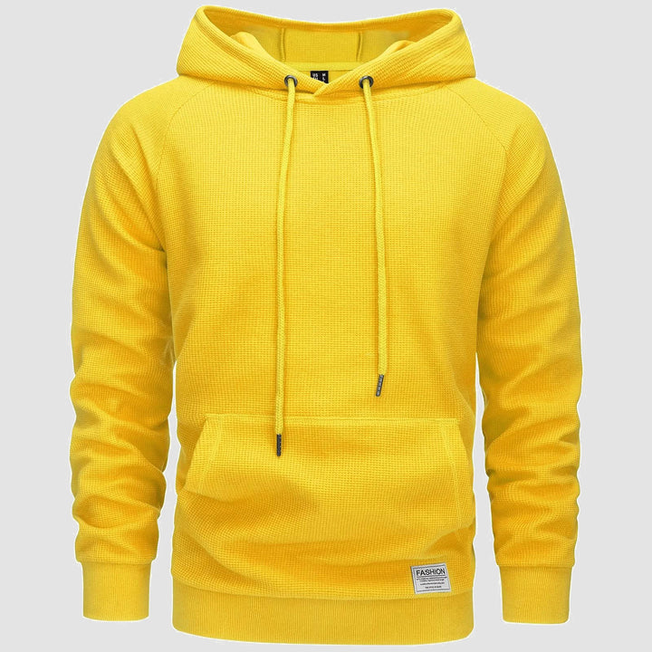 Men's Pullover Hoodies Waffle Knit Long Sleeve Drawstring Casual Active Hooded Sweatshirts with Kangaroo Pockets - MAGCOMSEN