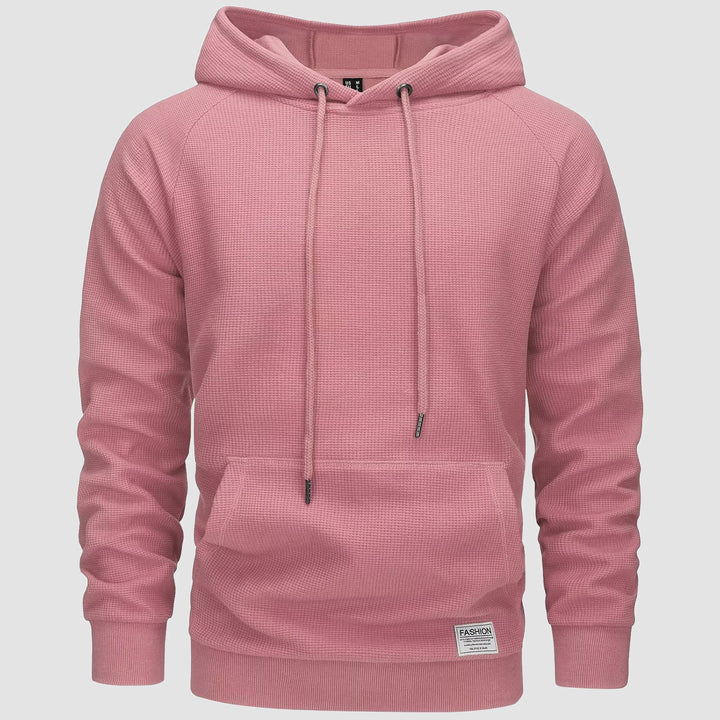 Men's Pullover Hoodies Waffle Knit Long Sleeve Drawstring Casual Active Hooded Sweatshirts with Kangaroo Pockets - MAGCOMSEN