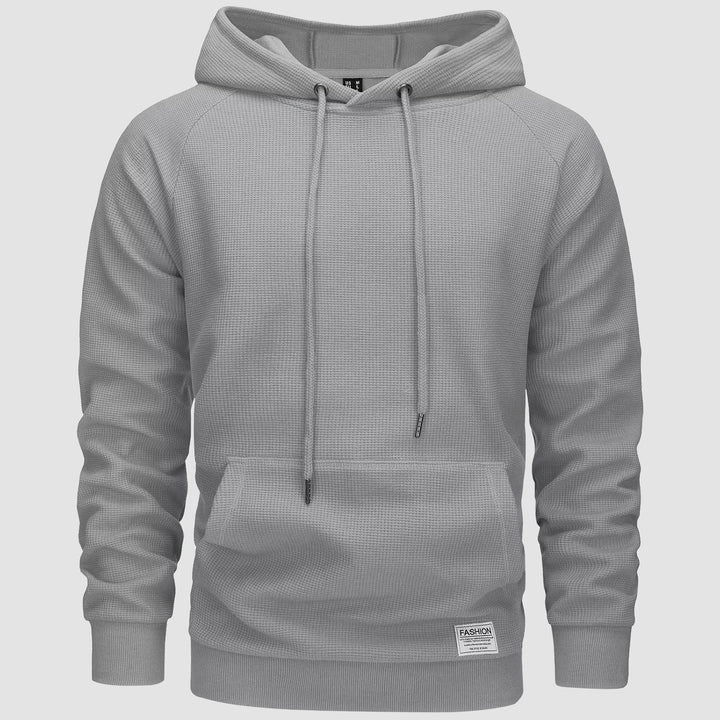 Men's Pullover Hoodies Waffle Knit Long Sleeve Drawstring Casual Active Hooded Sweatshirts with Kangaroo Pockets - MAGCOMSEN