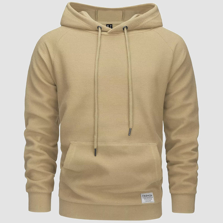 Men's Pullover Hoodies Waffle Knit Long Sleeve Drawstring Casual Active Hooded Sweatshirts with Kangaroo Pockets - MAGCOMSEN