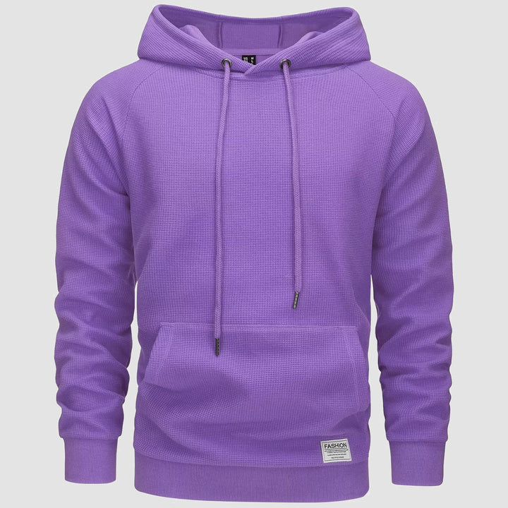 Men's Pullover Hoodies Waffle Knit Long Sleeve Drawstring Casual Active Hooded Sweatshirts with Kangaroo Pockets - MAGCOMSEN