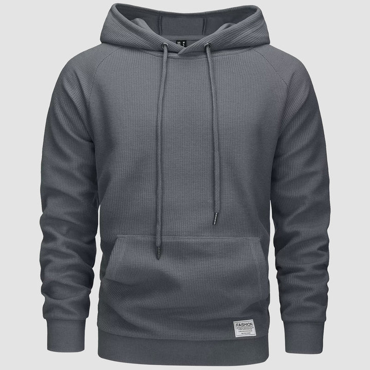 Men's Pullover Hoodies Waffle Knit Long Sleeve Drawstring Casual Active Hooded Sweatshirts with Kangaroo Pockets - MAGCOMSEN