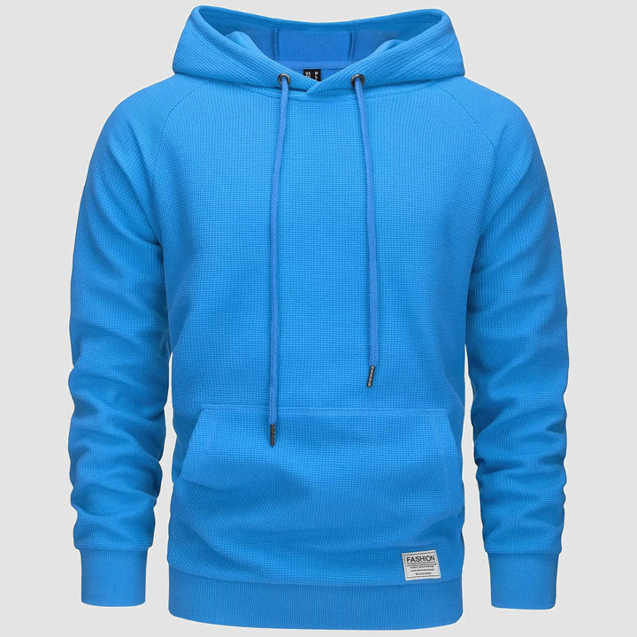 Men's Pullover Hoodies Waffle Knit Long Sleeve Drawstring Casual Active Hooded Sweatshirts with Kangaroo Pockets - MAGCOMSEN