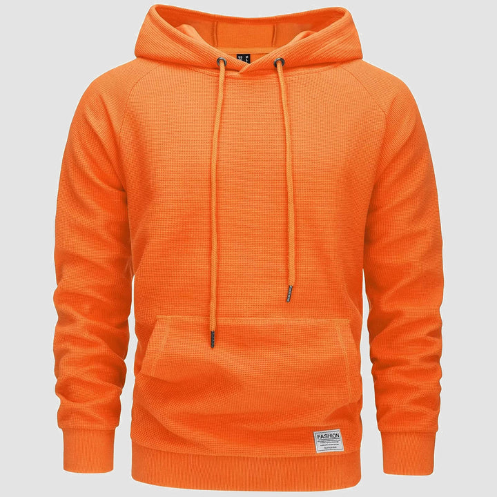 Men's Pullover Hoodies Waffle Knit Long Sleeve Drawstring Casual Active Hooded Sweatshirts with Kangaroo Pockets - MAGCOMSEN