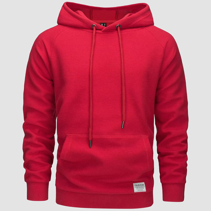 Men's Pullover Hoodies Waffle Knit Long Sleeve Drawstring Casual Active Hooded Sweatshirts with Kangaroo Pockets - MAGCOMSEN