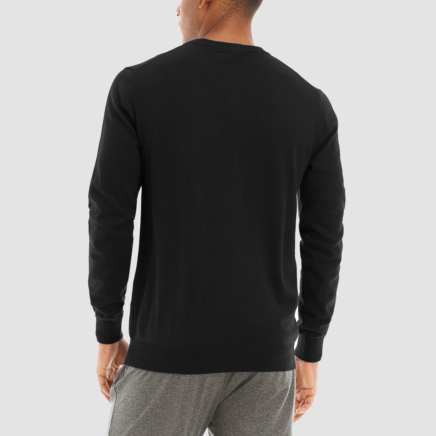 Men's Pullover Sweaters V-Neck Long Sleeve Cotton Sweatshirt