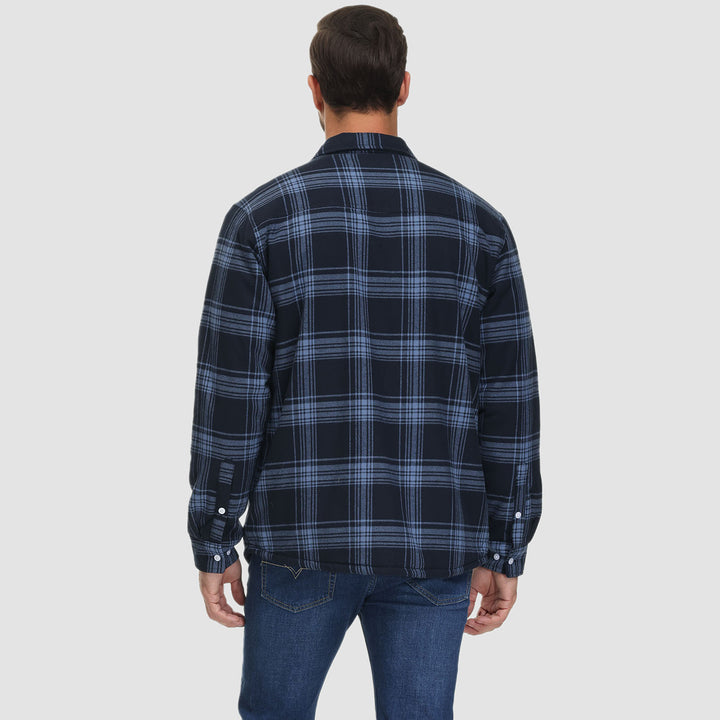 Men's Sherpa Fleece Lined Shirt Casual Plaid Shirt Jacket - MAGCOMSEN