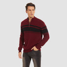 Men's Sweater Half Zipper Turtleneck Warm Pullover Slim Fit Casual Comfortable Striped Knitted Sweaters