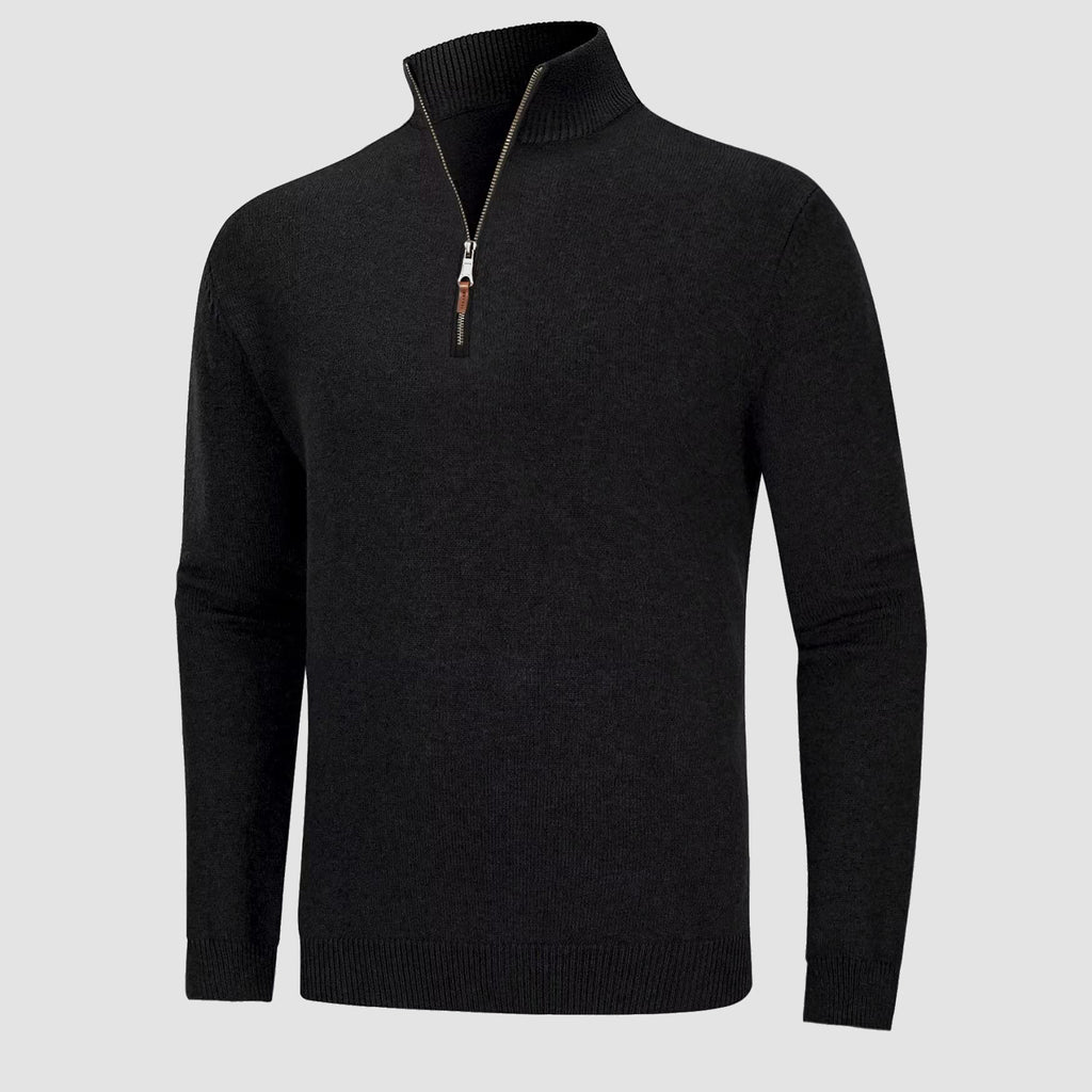 Men's Sweaters Casual Knitted Turtleneck Pullover with 1/4 Zip