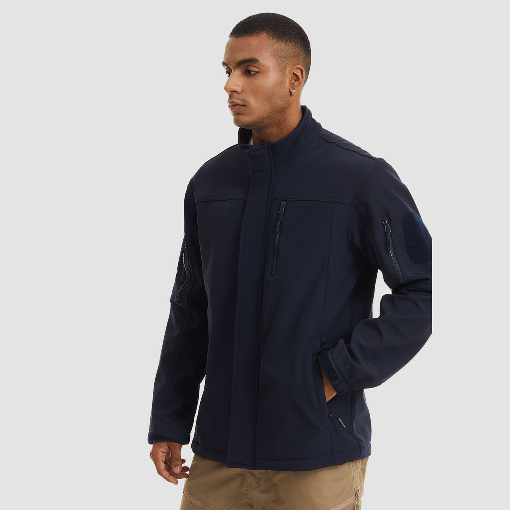 Men's Tactical Jacket Water-Resistant 6 Pockets Softshell Fleece Lining Hiking Winter Jacket