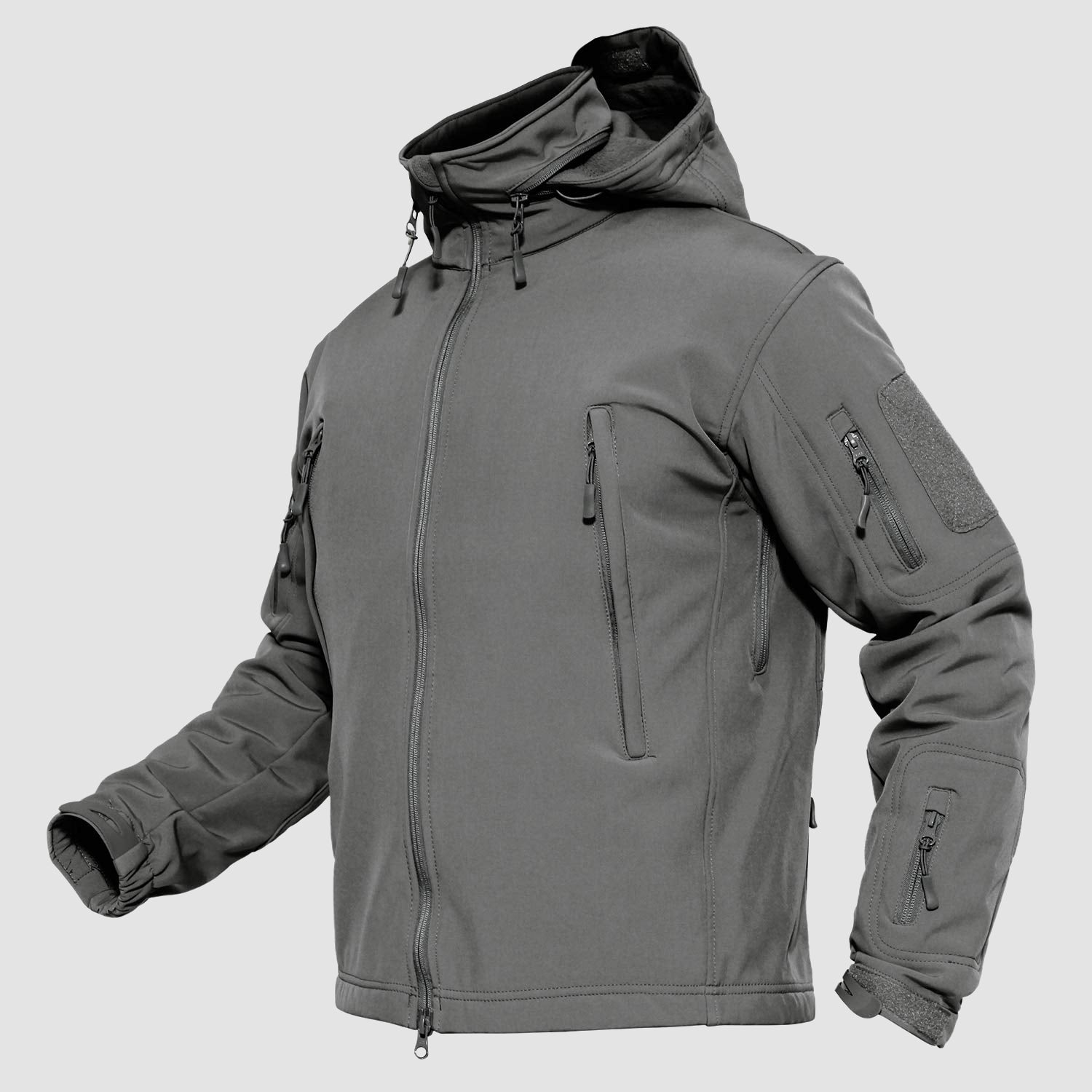 Men's Tactical Jacket Winter Snow Ski Jacket Water Resistant Softshell Fleece Lined Winter Coats Multi-Pockets, Dark Grey / L