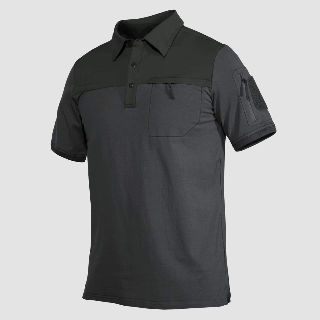 Men's Tactical T-shirts with 2 Zipper Pockets Loop Patches Cotton Tactical Shirts