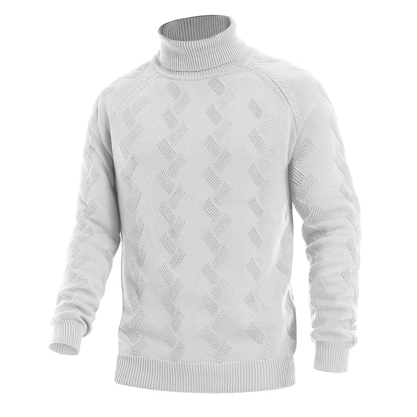 Men's Turtleneck Sweater Heavyweight Long Sleeves Cotton Pullover Knitted Casual Sweatshirt