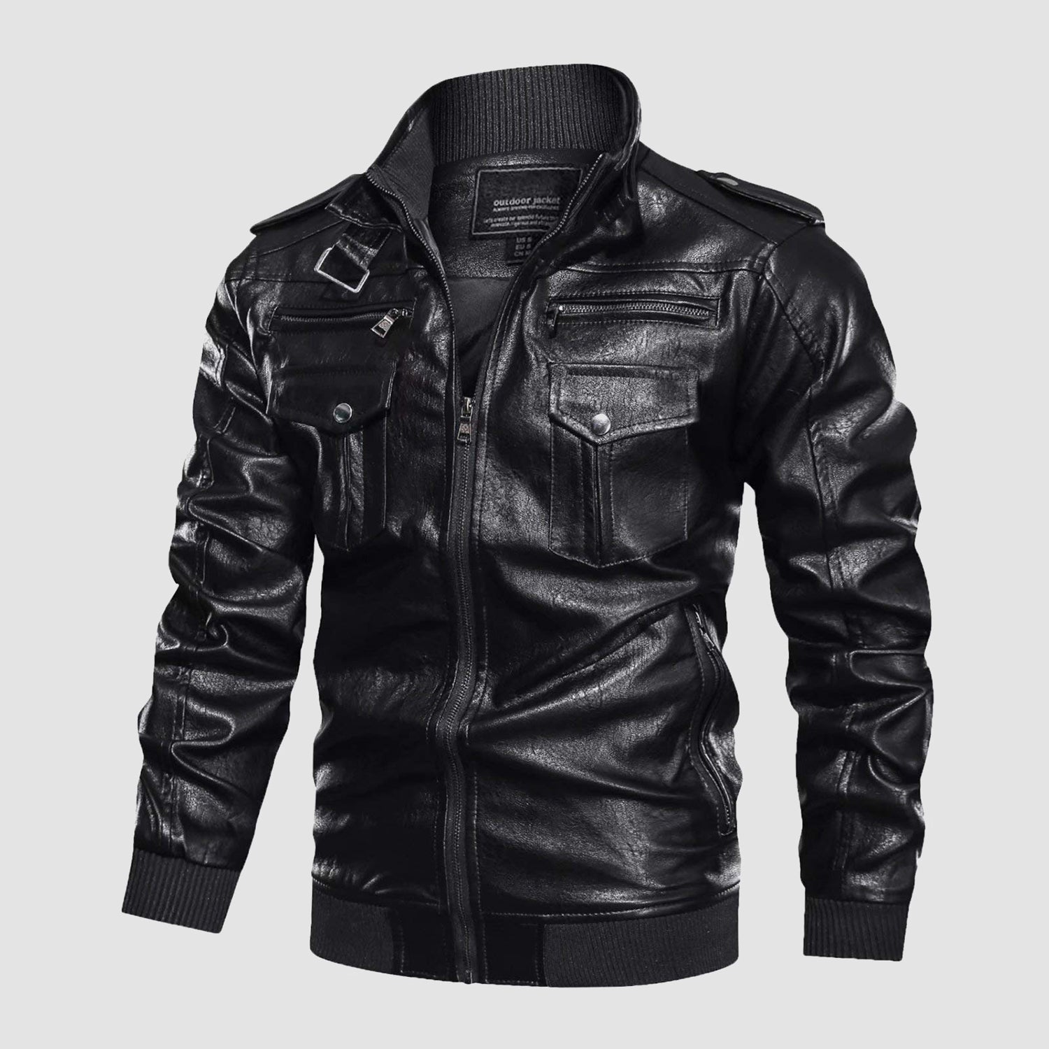 Ansel Elgort Black Bomber Leather Jacket - USA Leather Factory