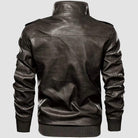 Men's Vintage Pu Faux Leather Jacket with 6 Pockets Stand Collar Motorcycle PU Leather Outwear Coat