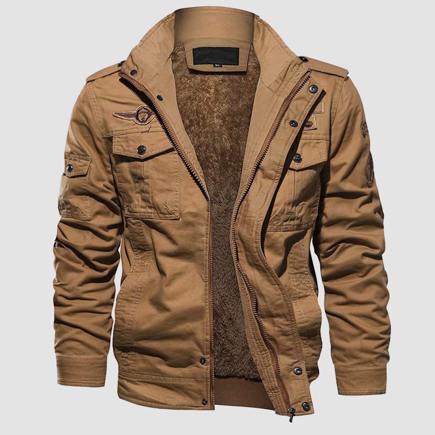 Amazon.com: Winter Military Jacket Men Thick Tactical Coats Multi Pocket  Male Warm Cargo Outwear Fleece Hooded Bomber Jacket FX9985Khaki S:  Clothing, Shoes & Jewelry