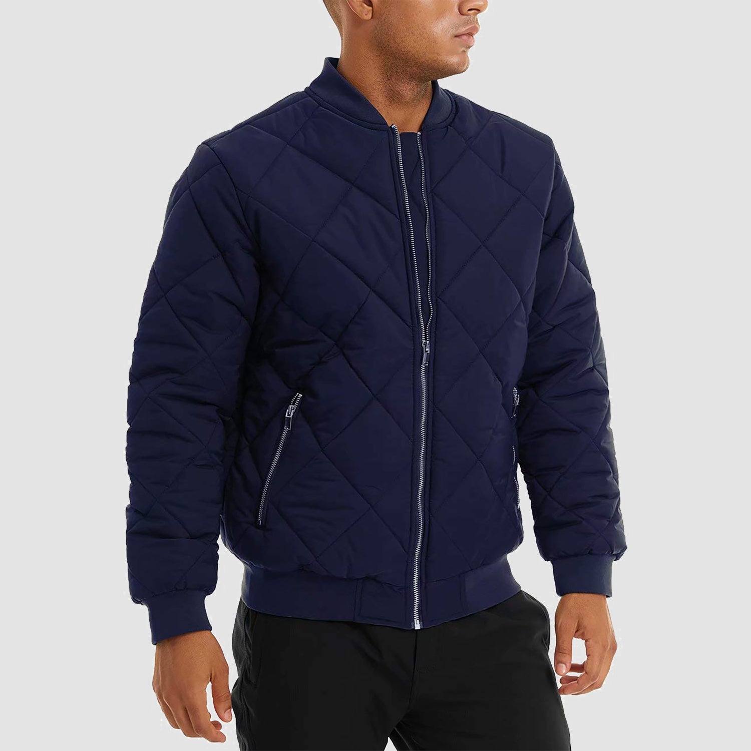 Men's Winter Bomber Jacket Outerwear with Zipper Pockets Thicken
