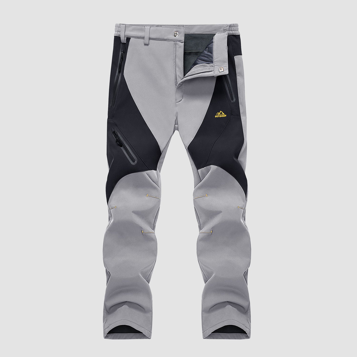 Men'S Fleece-Lined Windproof Waterproof Pants, Casual Outdoor Climbing  Trousers With Zipper Pockets