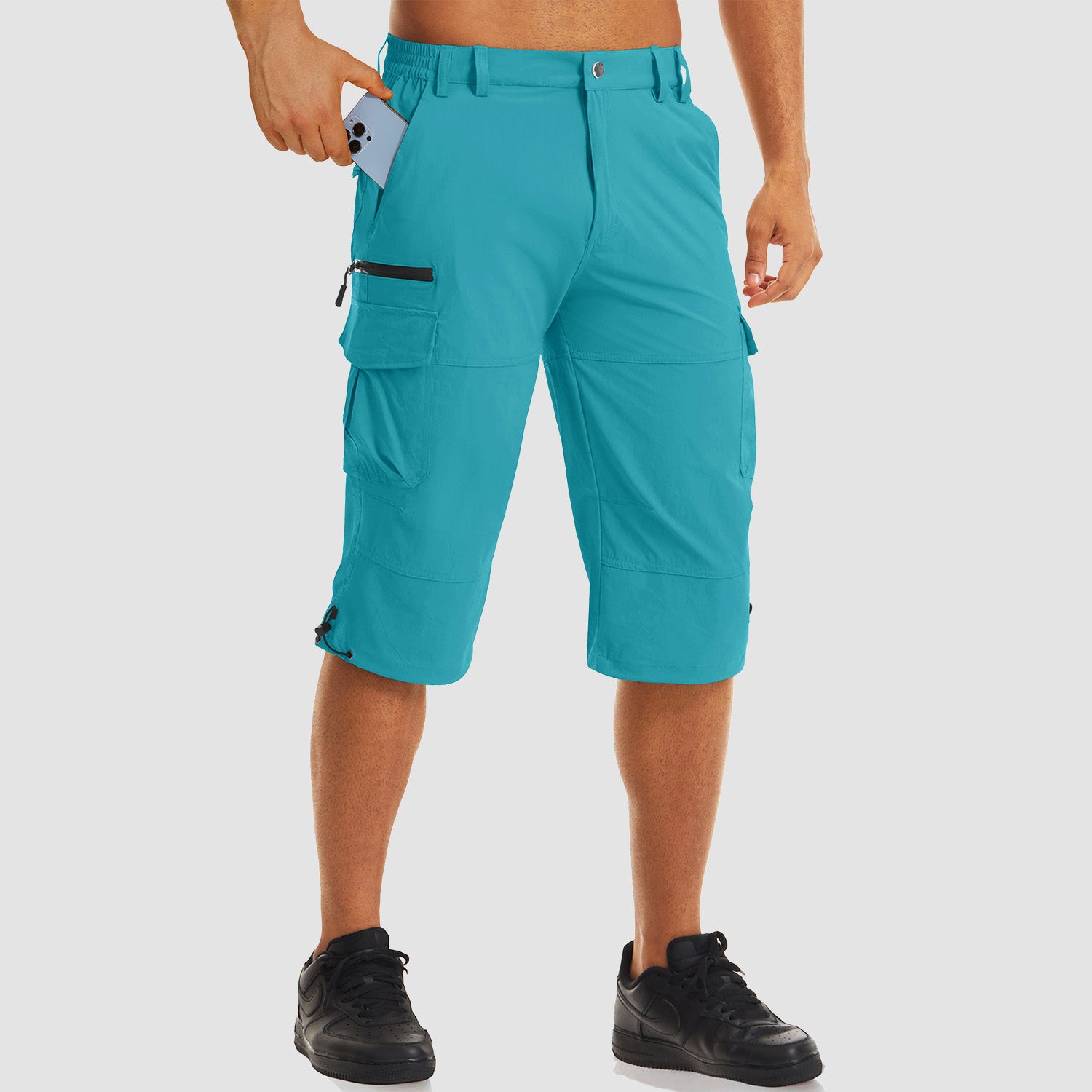 MAGCOMSEN Men's Capri Shorts Quick Dry Below Knee 3/4 Capri Pants with  Zipper Pockets for Workout Running Training Summer