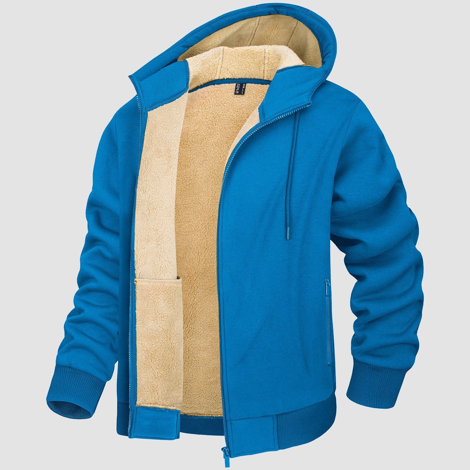 Men's Zipper Hoodie Jacket Fleece Lined Warm Jacket for Winter