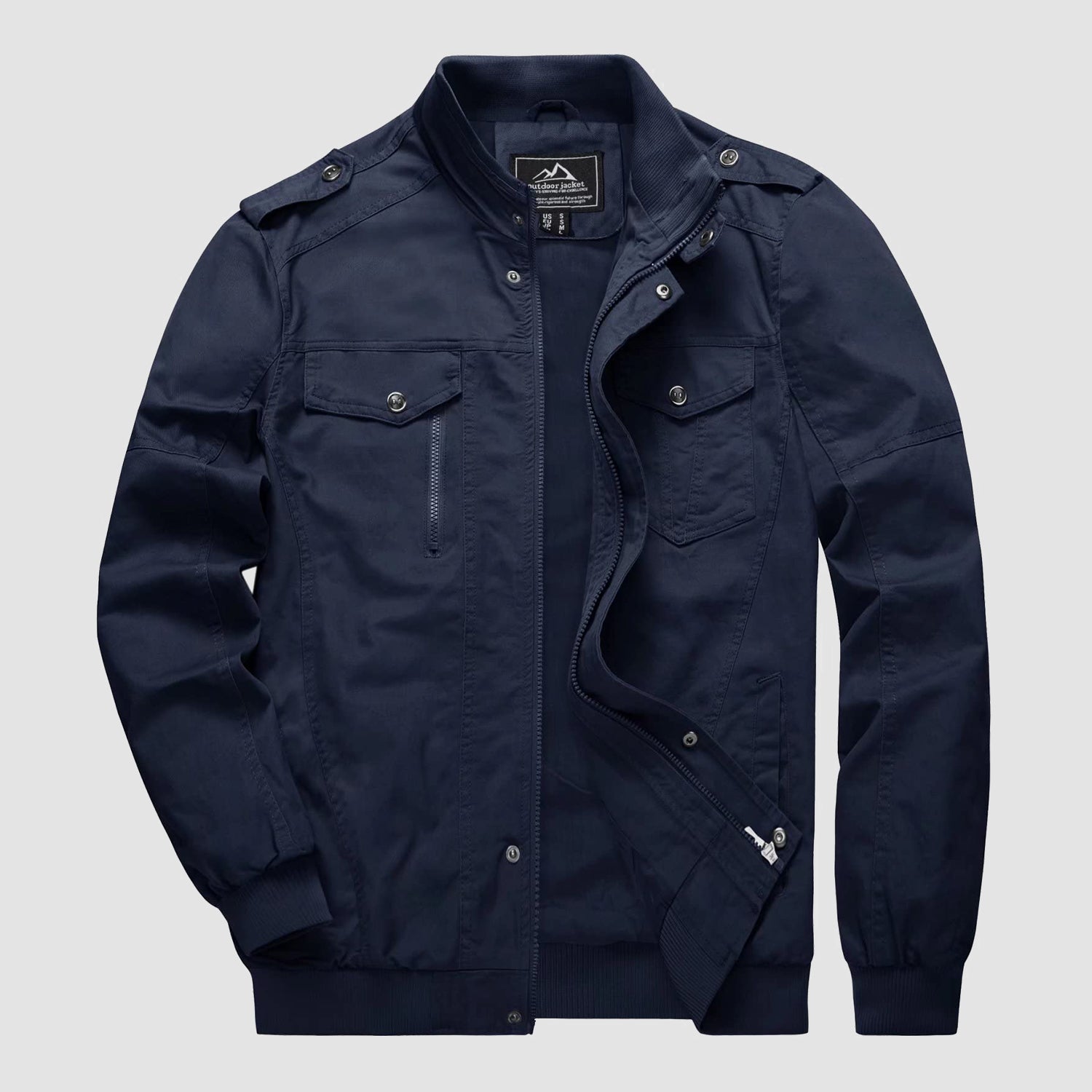 Men's Cotton Cargo Jacket Windbreaker Tactical Jacket, Navy / M