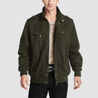 Men's Cotton Cargo Jackets Stand Collar Lightweight Tactical Jacket Windbreaker 4 Pockets