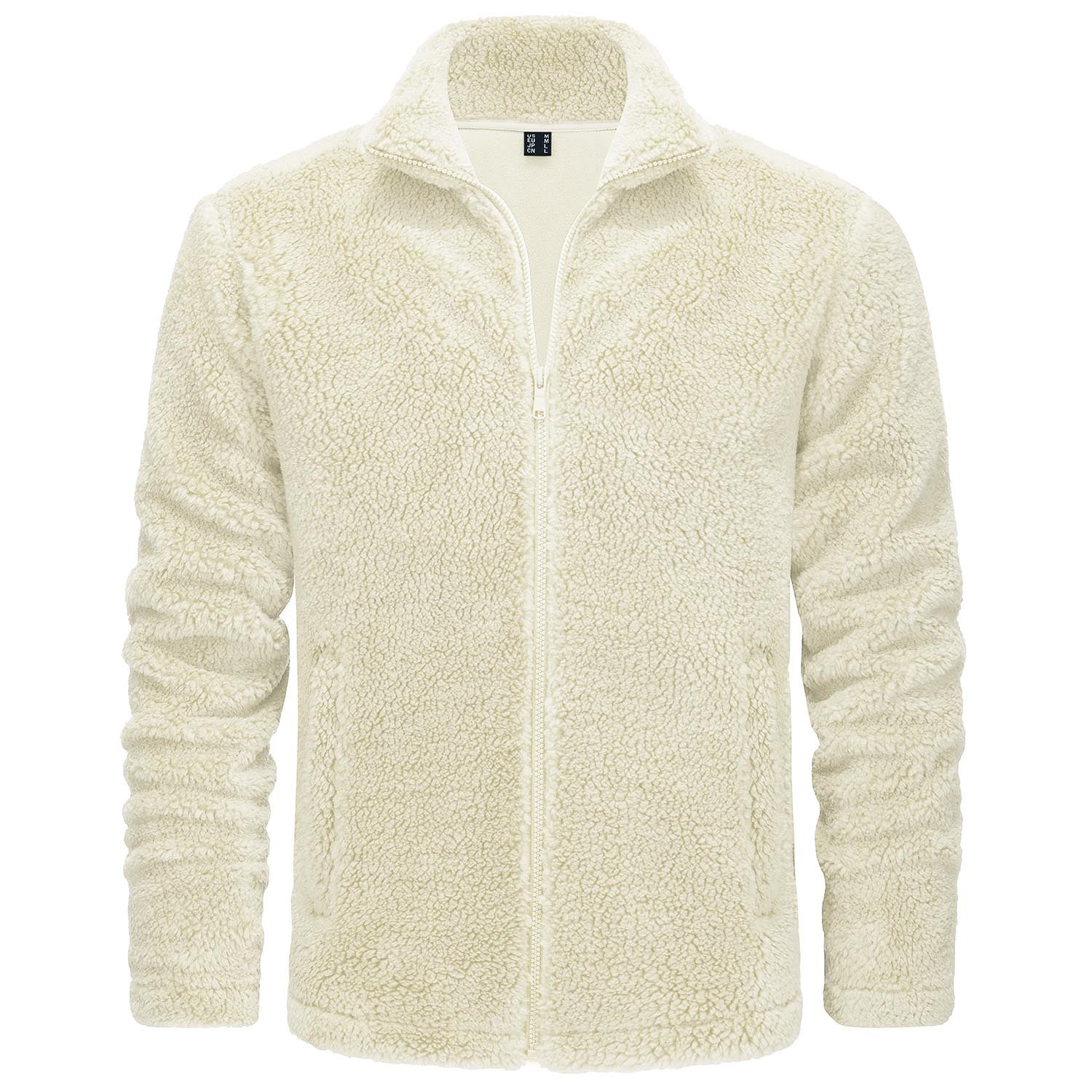 Men's Fluffy Sherpa Fleece Jacket Full Zip Casual Winter Outwear