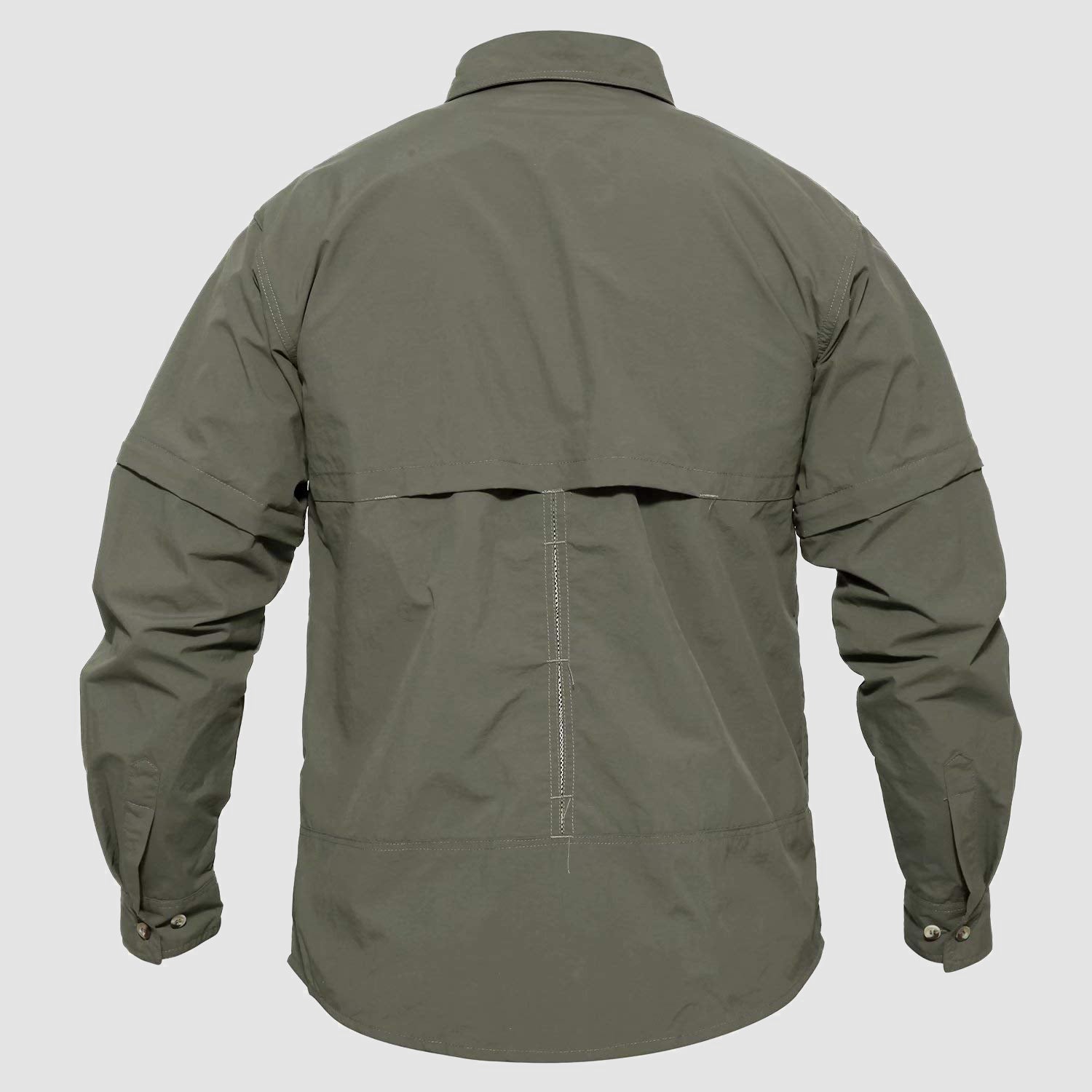 Mens Fishing Hiking Shirts with Detachable Sleeves Long/Short Sleeve Quick Dry, Black / XL