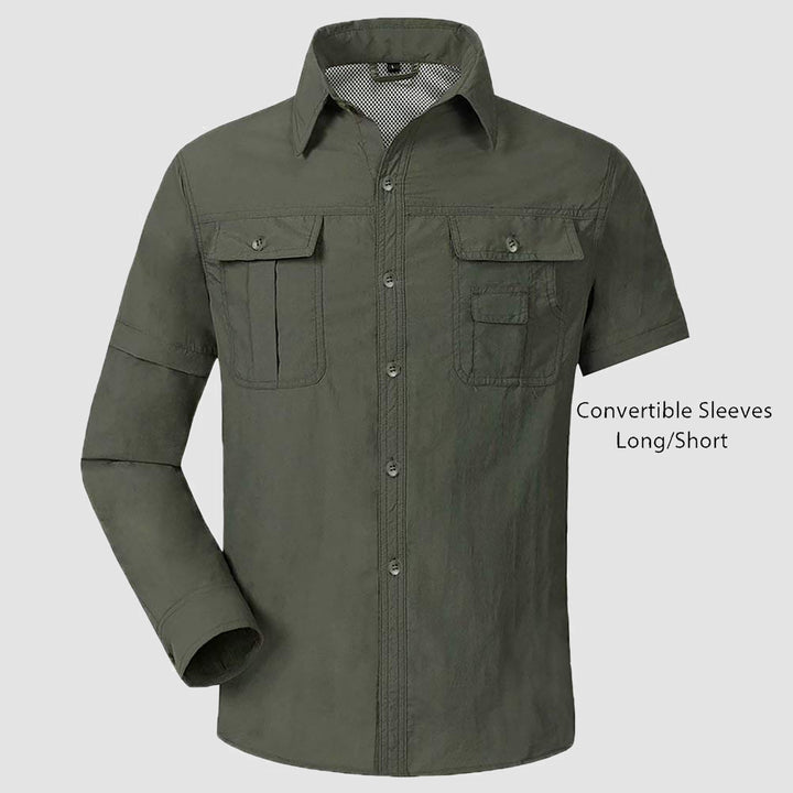 Mens Fishing Hiking Shirts with Detachable Sleeves Long/Short Sleeve Quick Dry