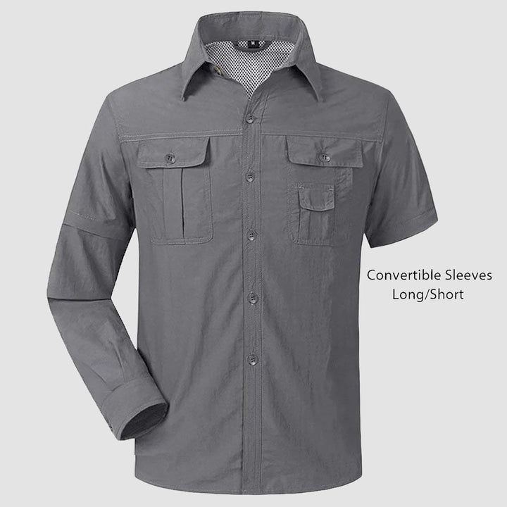 Mens Fishing Hiking Shirts with Detachable Sleeves Long/Short Sleeve Quick Dry