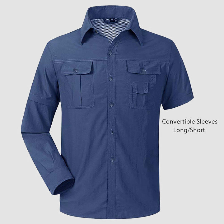 Mens Fishing Hiking Shirts with Detachable Sleeves Long/Short Sleeve Quick Dry