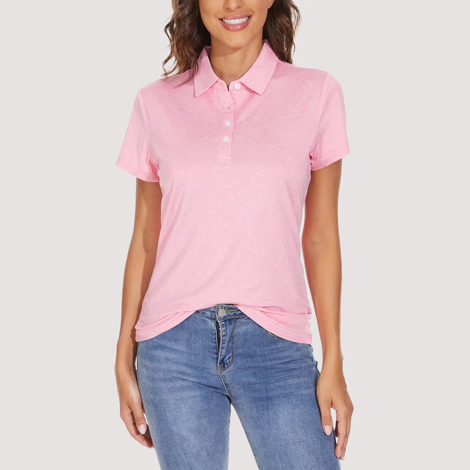 Women's Polo T-Shirts 4-Button Moisture Wicking Athletic Tee Shirts