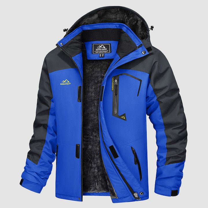Men's Winter Jacket Water Repellent Ski Snow Jacket Warm Fleece Coat, Bright Blue / 2XL