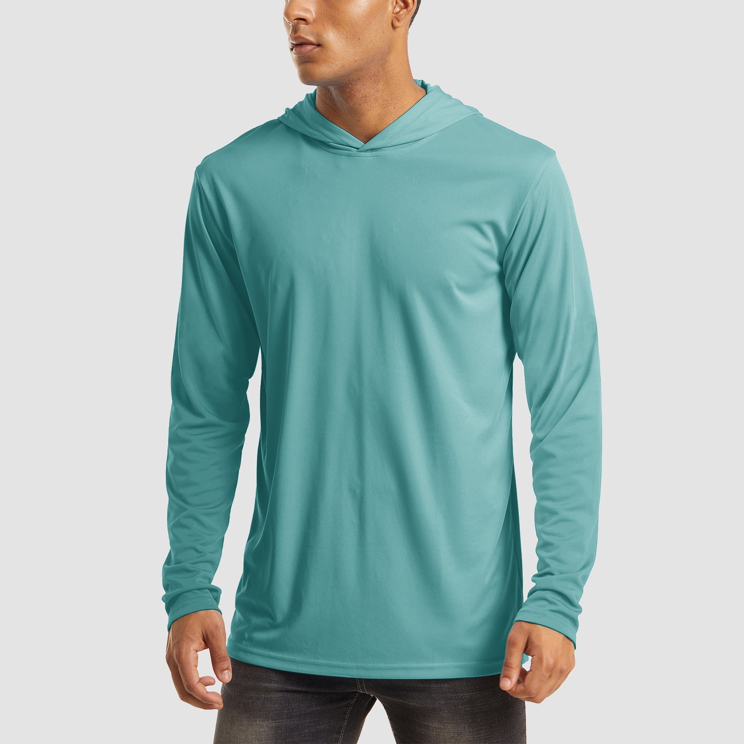 【Buy 4 Get 4th Free】Men's Long Sleeve Hooded Shirt UPF 50+ Athletic Shirts, Grey / M