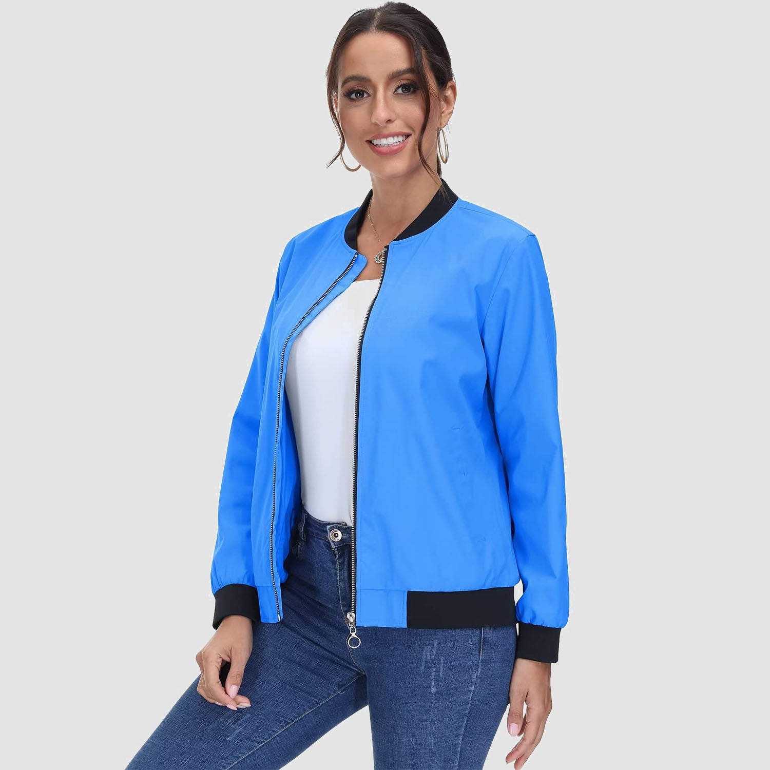 Womens casual 2024 bomber jacket