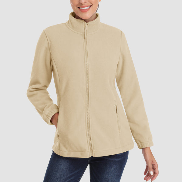 Women's Fleece Jacket Soft Full Zip Warm Long Sleeve with 2 Zipper Pockets Winter Jackets - MAGCOMSEN