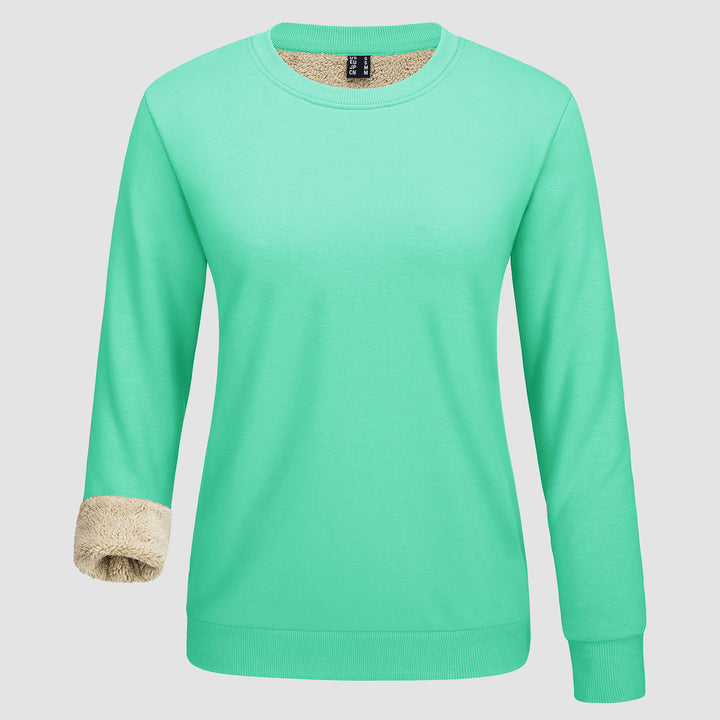 Women's Fleece Lined Sweatshirt Pullover Basic Tops Warm Crewneck Winter Sweater Underwear - MAGCOMSEN