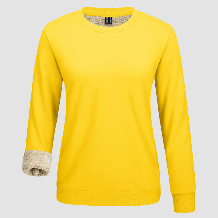 Women's Fleece Lined Sweatshirt Pullover Basic Tops Warm Crewneck Winter Sweater Underwear - MAGCOMSEN